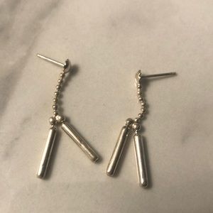 Vintage sterling silver chain drop‎ stud earrings